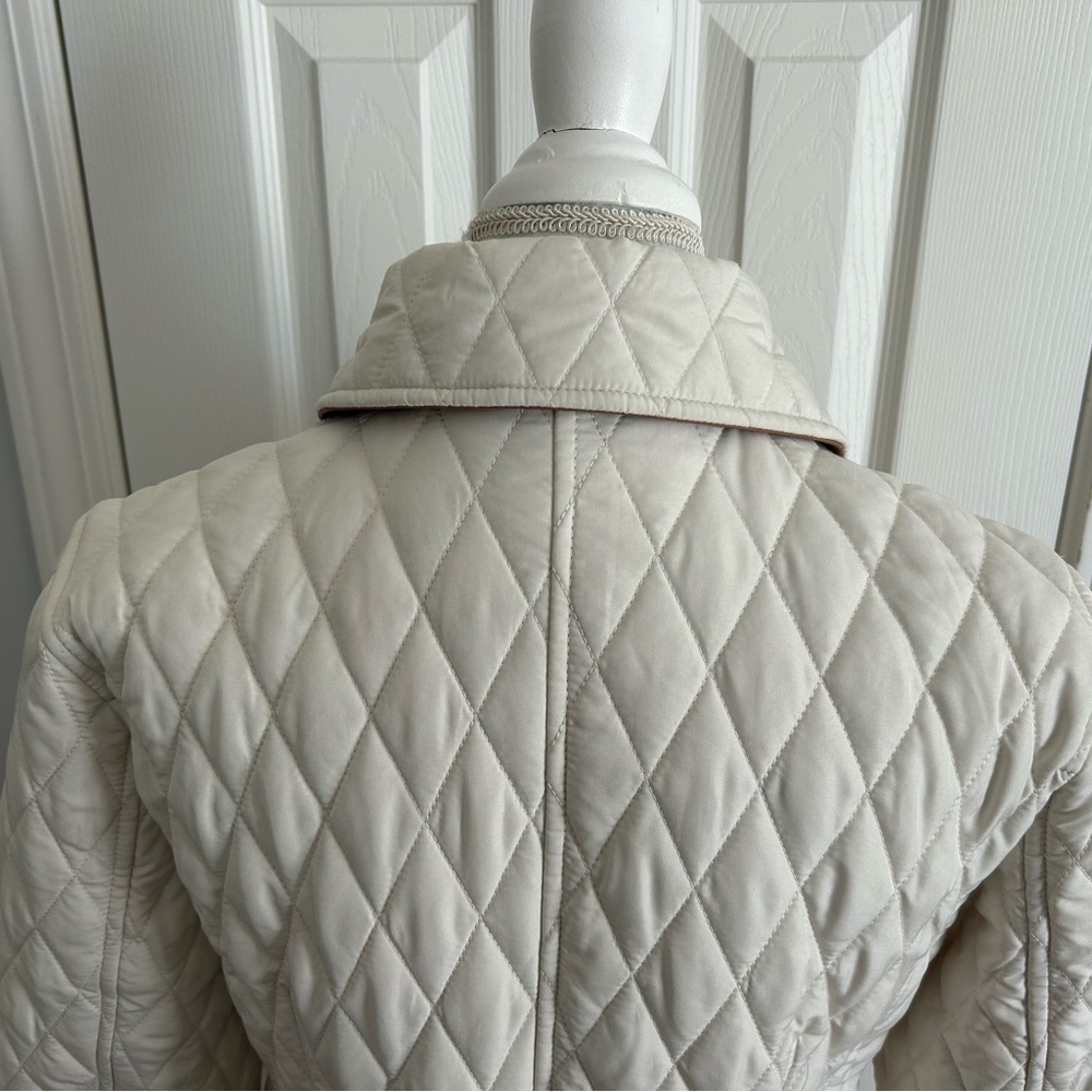 Chico's Cream and Brown Puffer Jacket with Quilted Design - Picture 7 of 7